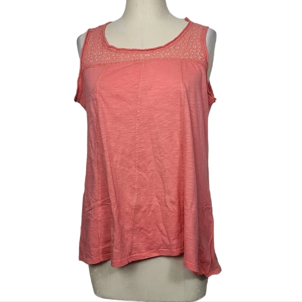 Cynthia Rowley Pink Floral Lace Scoop Neck Sleeveless Tank Top M